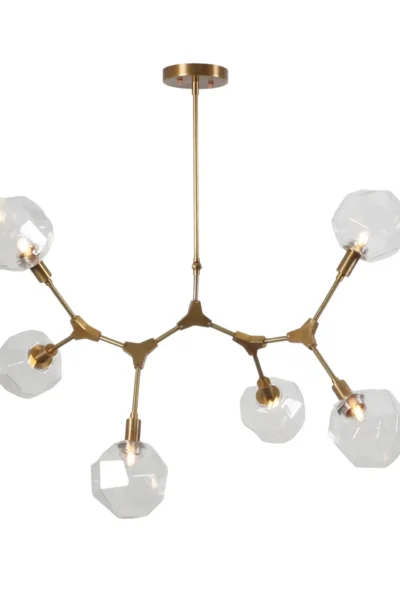 Modern Brass Six Globe Sputnik Branch Chandelier