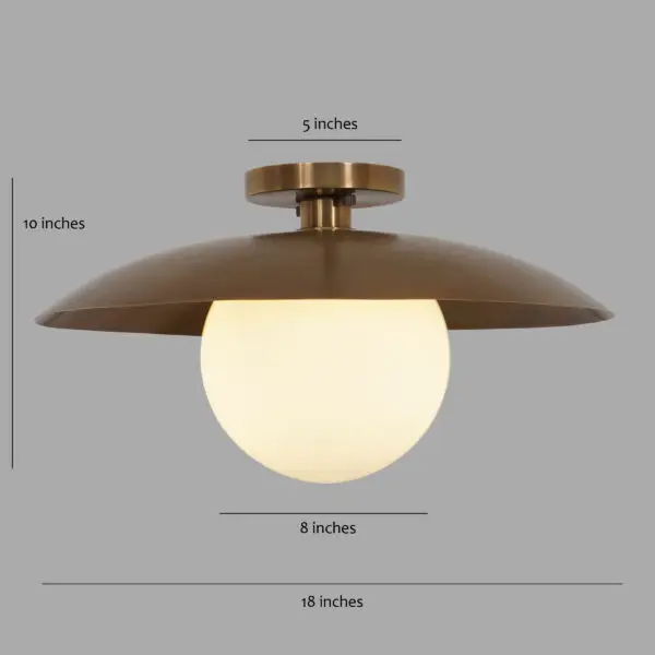 Single Globe Brass Flush Mount Ceiling Lamp - Image 4