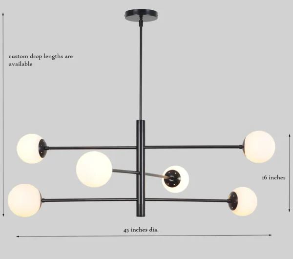 Tortora-6 Brass Chandelier - Image 2