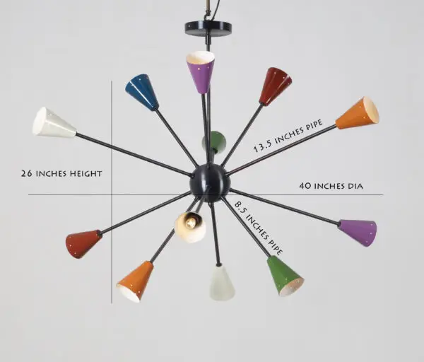 Twelve Light Multi Color Sputnik Chandelier - Image 3