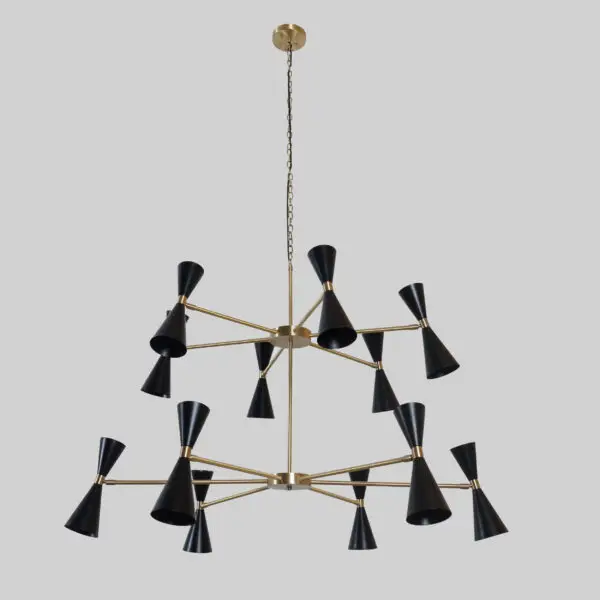 Two Tier Twelve Light Shade Sputnik Chandelier Light Fixture