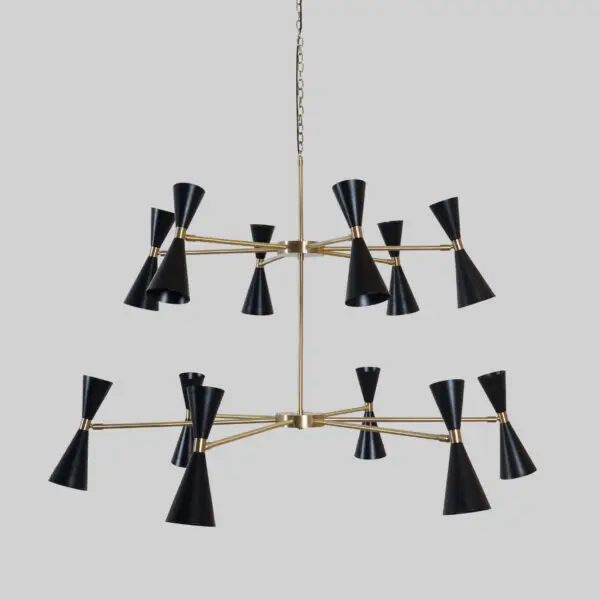 Two Tier Twelve Light Shade Sputnik Chandelier Light Fixture - Image 2