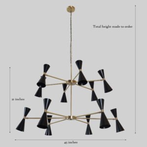 12 Stilnovo Style Raw Brass chandelier light Fixture