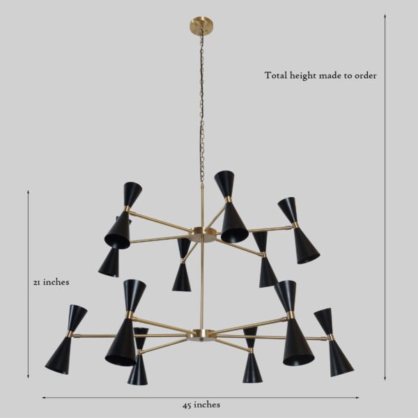 12 Stilnovo Style Raw Brass chandelier light Fixture
