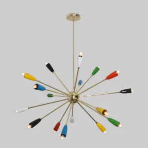 Eighteen Light Multi Color Sputnik Chandelier