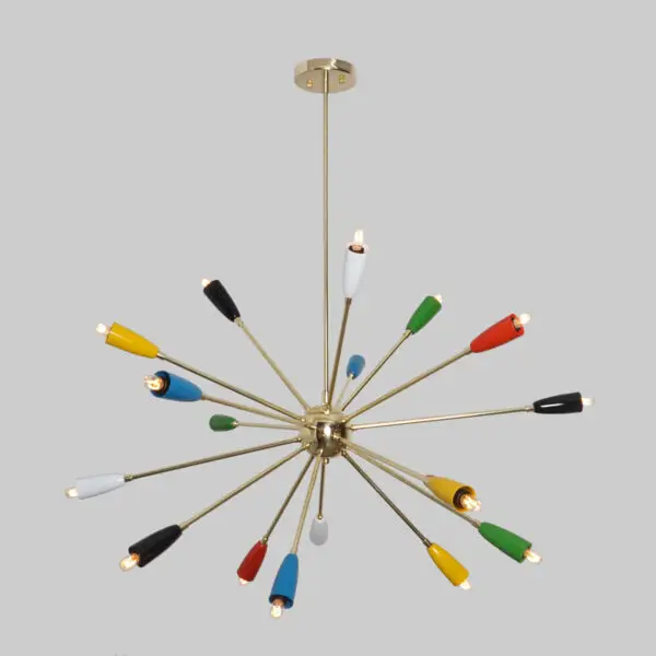 Eighteen Light Multi Color Sputnik Chandelier