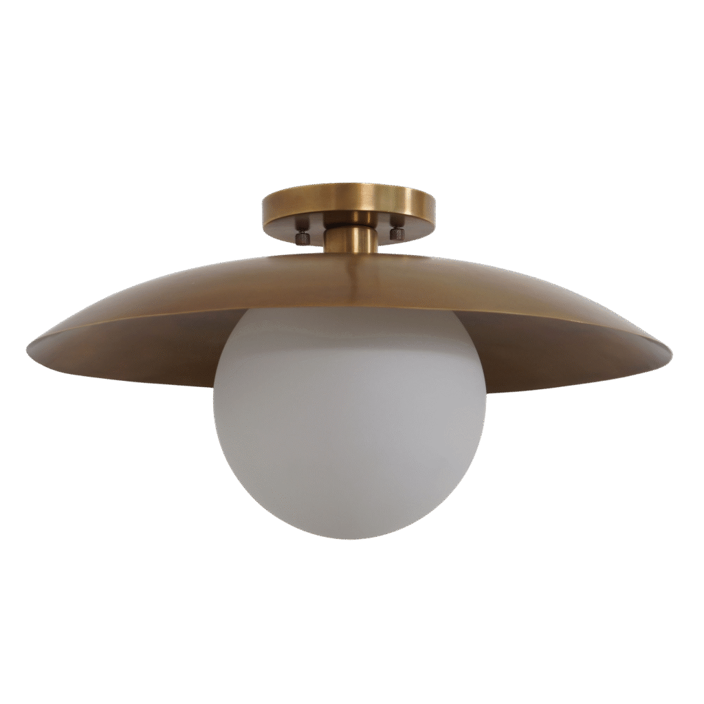 Single Globe Brass Flush Mount Ceiling Lamp