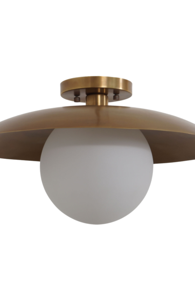 Single Globe Brass Flush Mount Ceiling Lamp