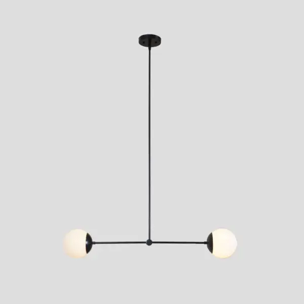 Two Globe Light Brass Linear Pendant Light - Image 2