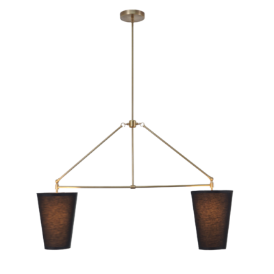 two-light-linen-shade-brass-pendant-ceiling-light-fixture