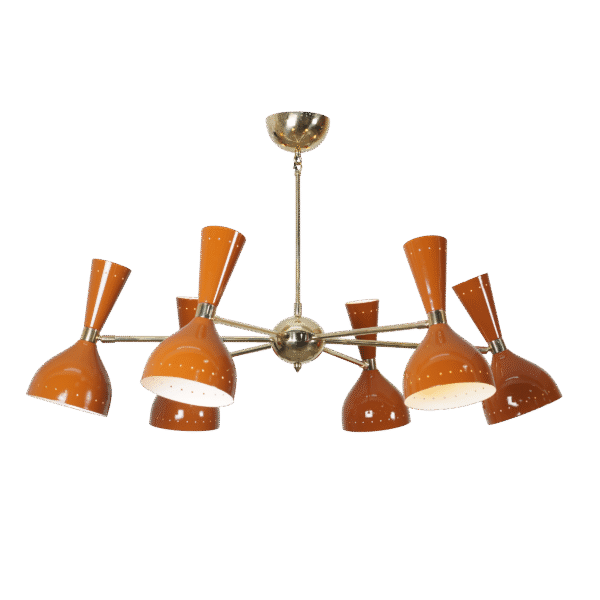 Diabola 5 Stilnovo Brass Chandelier Fixture