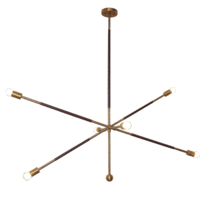 Stilnovo Brass Six Light Highway Ceiling Chandelier Pendant Light
