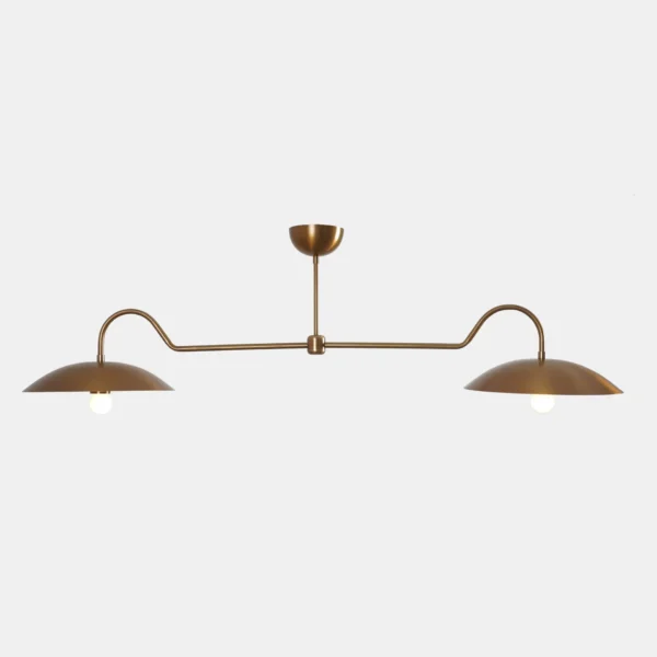 2 Disk Shade Brass Chandelier - Image 2