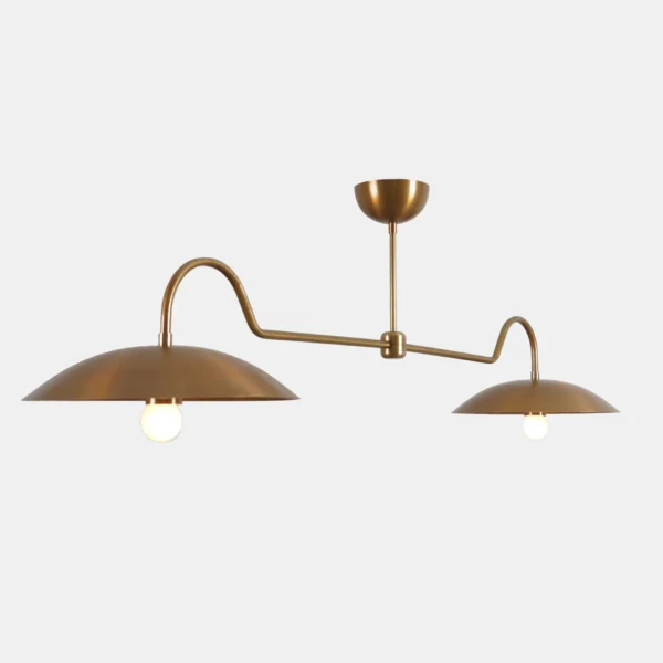 2 Disk Shade Brass Chandelier - Image 3