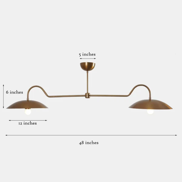 2 Disk Shade Brass Chandelier - Image 4