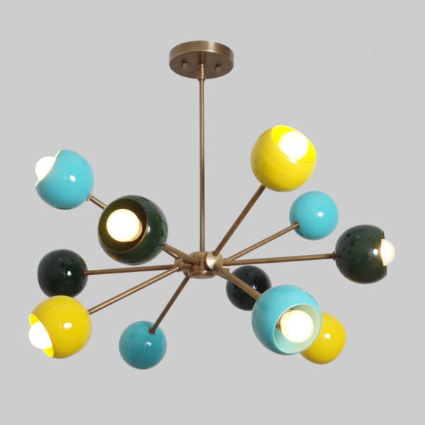 Mid Century Multicolor 12 Arm Sputnik Chandelier - Image 4