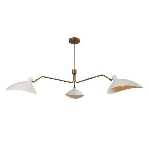 Three Light Brass Sputnik Chandelier