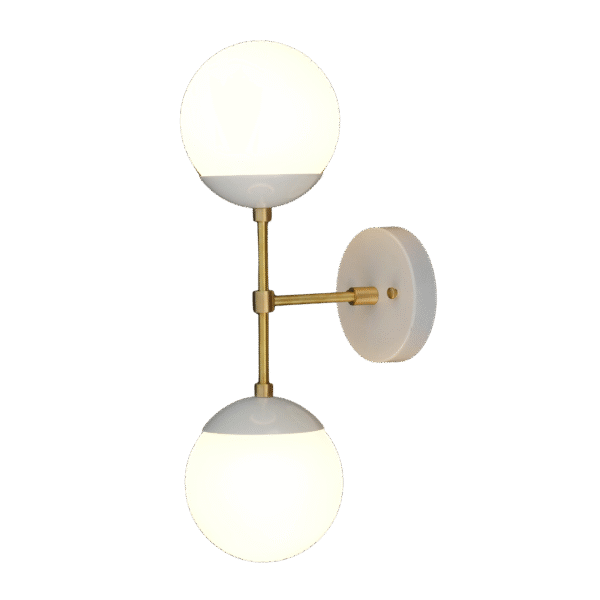 Modern Brass 2 Lights Armed Glass Globes Wall Sconce