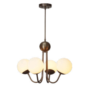 Four Globe Brass Sputnik Lotus Chandelier Pendant Light