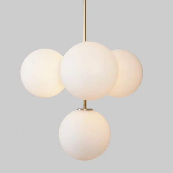 Five Globe Brass Pendant Light Fixture - Image 2