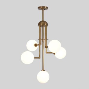 Halo Five Brass Chandelier