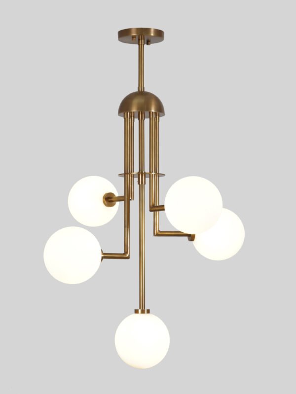 Halo Five Brass Chandelier