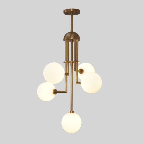 Halo Five Brass Chandelier - Image 3