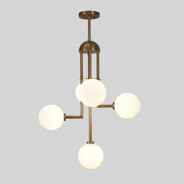 Halo Five Brass Chandelier - Image 2