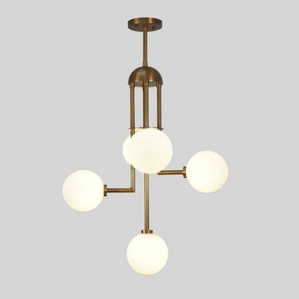 Five Globe Brass Ceiling Chandelier Pendant Light - Image 2