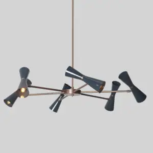 Six Light Brass Sputnik Chandelier