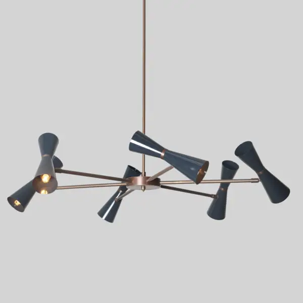 Six Light Brass Sputnik Chandelier
