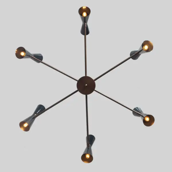 Six Light Brass Sputnik Chandelier - Image 2