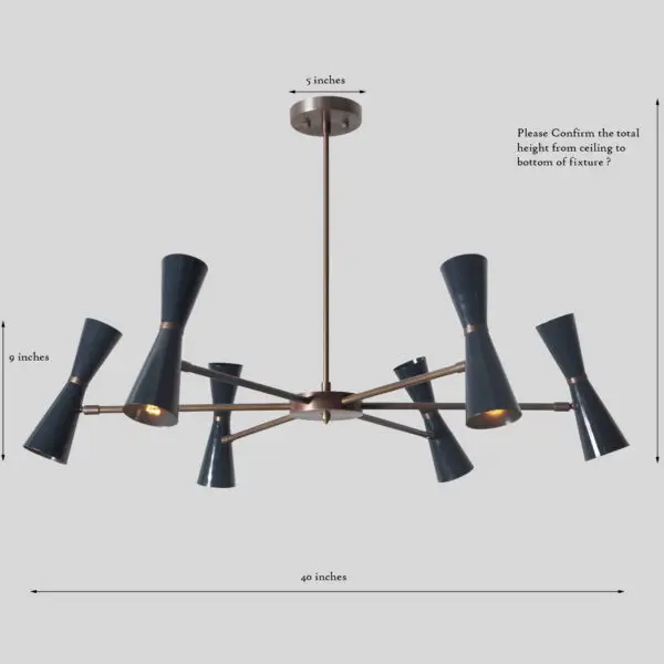 Six Light Brass Sputnik Chandelier - Image 3