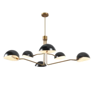 Convessi Six Arm Round Brass Chandelier