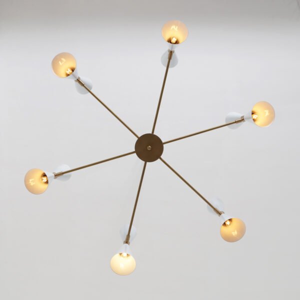 6 Stilnovo Style Raw Brass chandelier light Fixture - Image 3