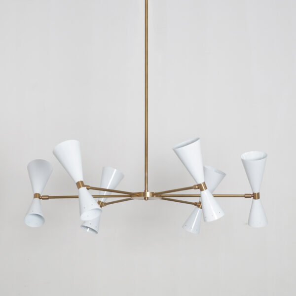 6 Stilnovo Style Raw Brass chandelier light Fixture - Image 2