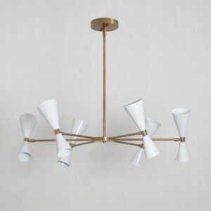 6 Stilnovo Style Raw Brass chandelier light Fixture