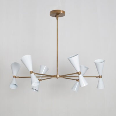 6 Stilnovo Style Raw Brass chandelier light Fixture