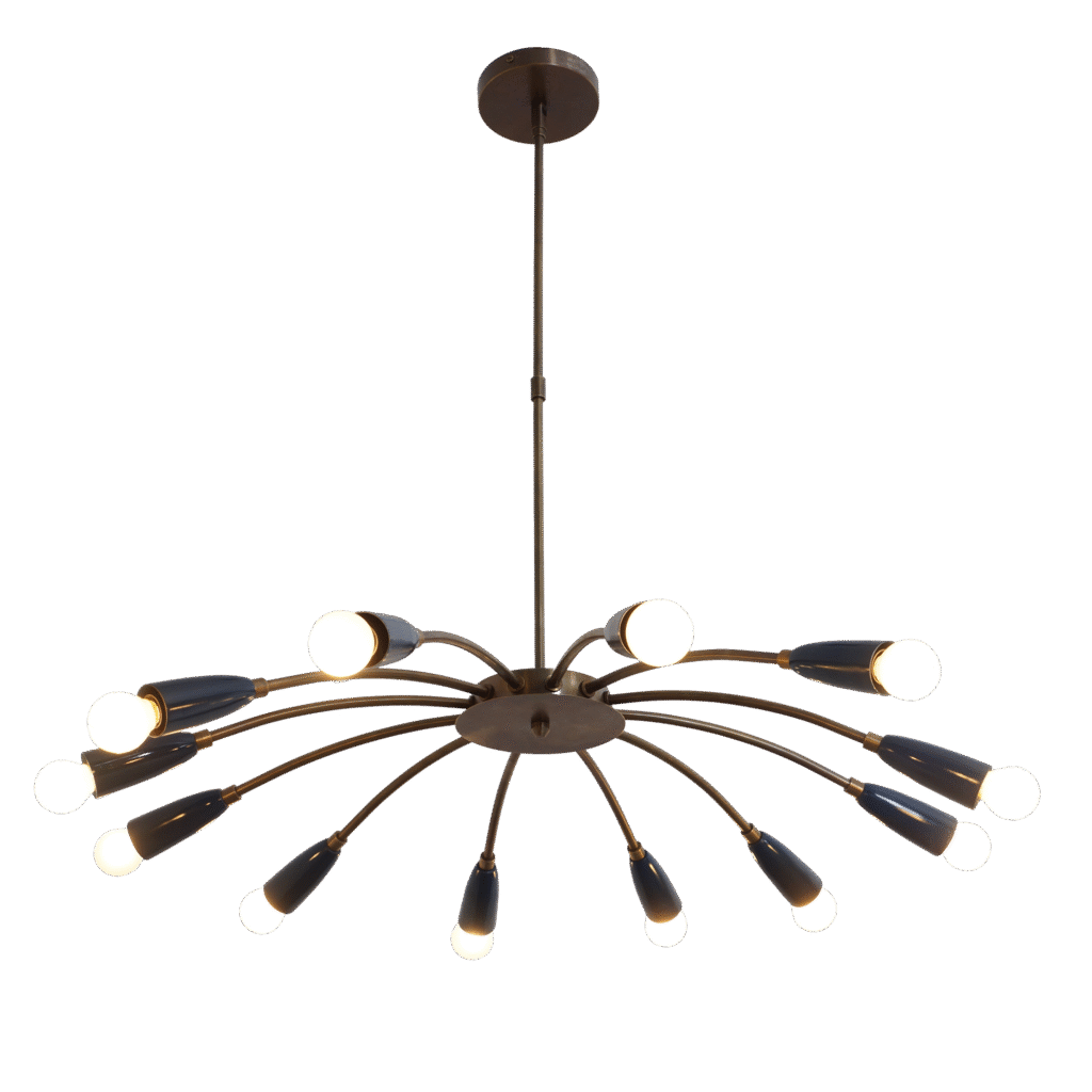 Twelve Light Brass Sputnik Chandelier
