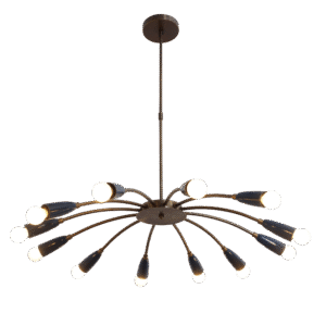 Twelve Light Brass Sputnik Chandelier