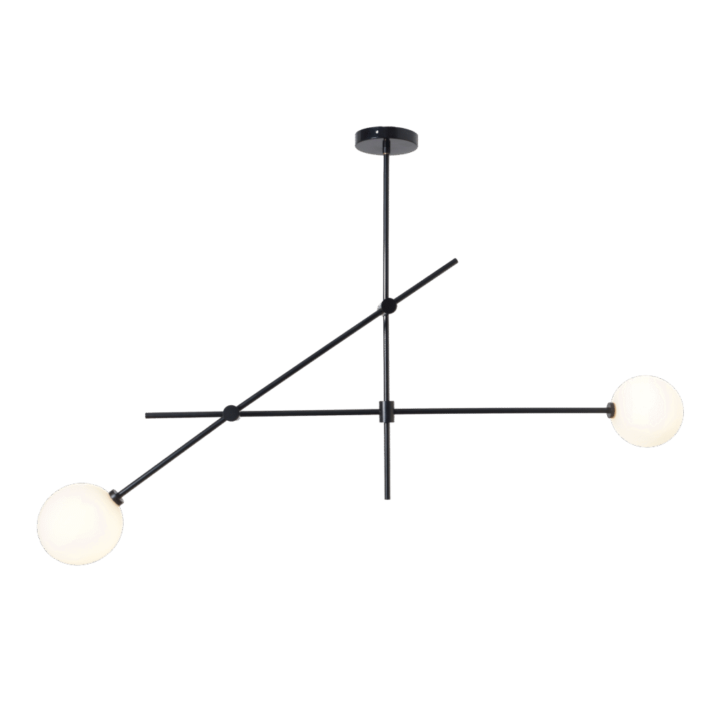 Brass Sputnik Two Globe Chandelier Light Fixture