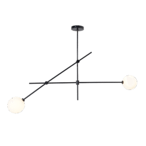 Brass Sputnik Two Globe Chandelier Light Fixture