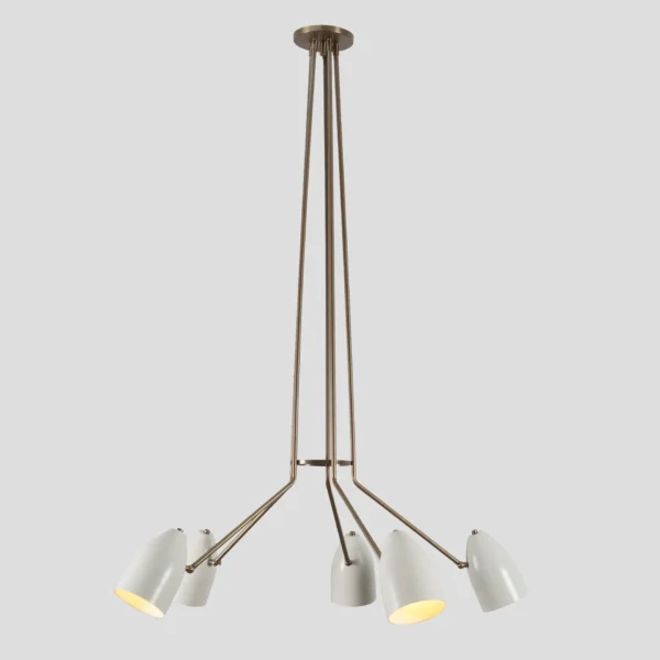 Five Shade Brass Sputnik Chandelier Light Fixture - Image 2