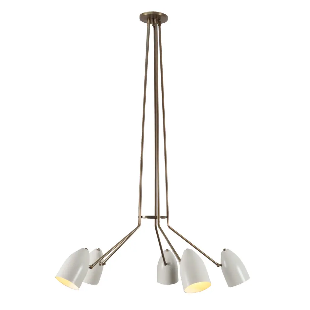 Five Shade Brass Sputnik Chandelier Light Fixture