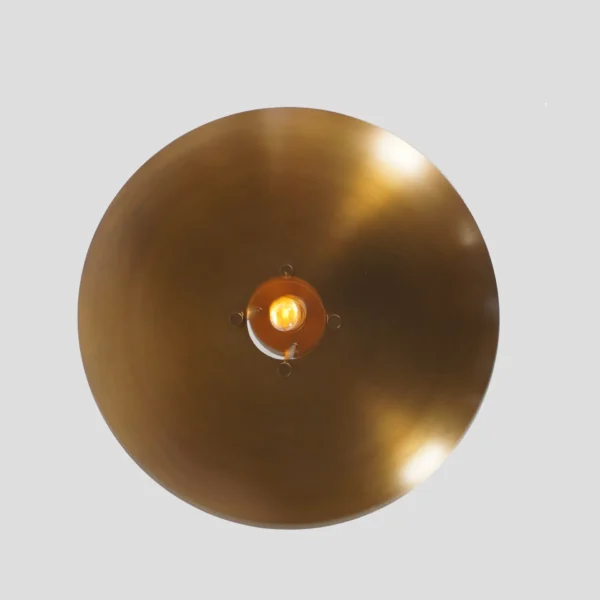 Single Curved Disk Shade Brass Pendant Light - Semi Flush Mount - Image 3