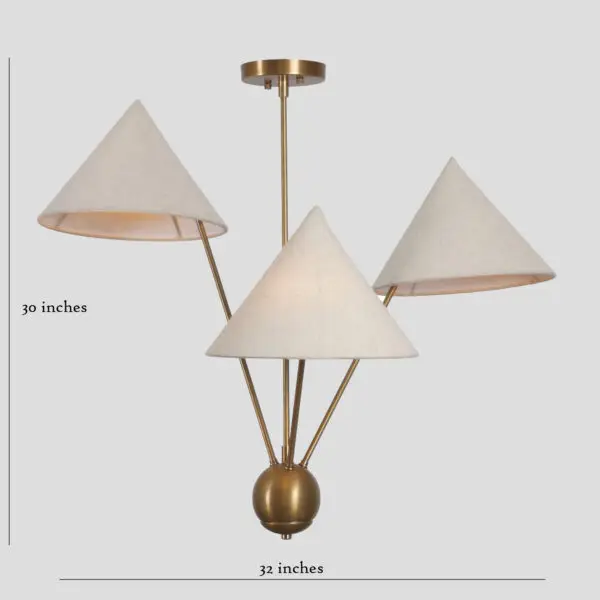Modern Brass Mantis 3 Chandelier - Image 3