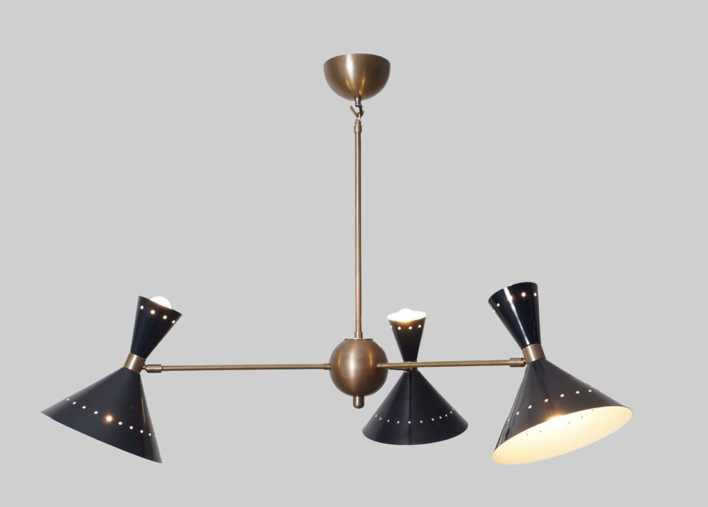 3 Cone brass sputnik chandelier