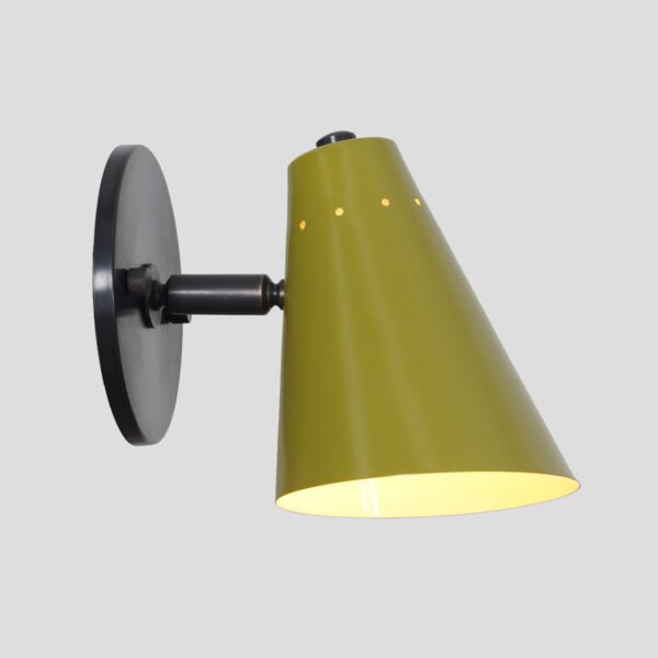 Single Light Cone Shade Pivot Brass Wall Sconce - Image 2