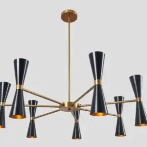 Modern Brass Fourteen Light Sputnik Chandelier Light Fixture