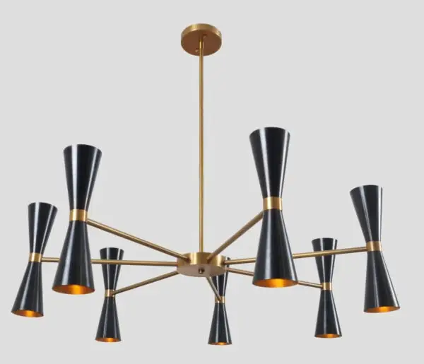 Modern Brass Fourteen Light Sputnik Chandelier Light Fixture